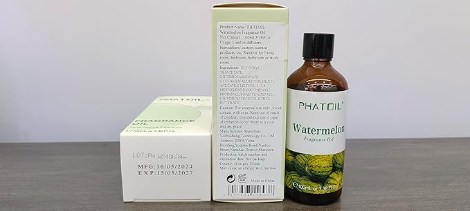 PHATOIL 3.38FL.OZ Watermelon Fragrance Oils for Aromatherapy, Essential Oils for Diffusers for Home, Perfect for Diffuser, Yoga, Skin Care, DIY Candle and Soap Making - 100ml