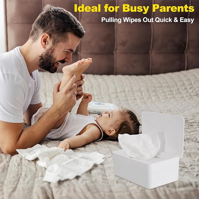 Wipes Dispenser Compatible with Cottonelle, Refillable Wipe Holder, Flushable Wipes Container with Sealing Design Lid, Keeps Wipe Fresh and Clean, Non-Slip, Easy to Pull Out, for Home, Car, Bathroom