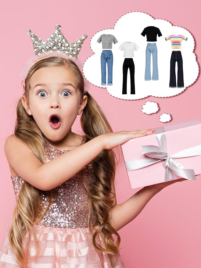 Bencailor 8 Pieces Christmas Doll Clothes for 11.5 Inch Doll Accessories Sweaters Denim Pant Summer Regular Outfit Clothing(T Shirt)