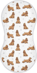 1 Pack Muslin Burp Cloths American Cocker Dogs White Cotton Baby Burp Cloths Ultra Absorbent Soft Thick Burping Cloth for Newborn Must Haves 22x11 Inch