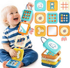 Busy Board for 1 Year Old, Travel Toys for Toddlers 1-3, 8 in 1 Montessori Activity Cube Toy for Babies in Airplane Car Stroller, Sensory Education Birthday Gifts for 1 2 Year Old Boy Girl Infant