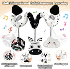 Car Seat Toys for Babies 0-6 Months,Hanging Rattle Toys for Crib Mobile, Baby Spiral Hanging Stroller Black and White High Contrast Toys for Newborn 0 3 6 9 12 Months Baby Boys Girls (Zebra)