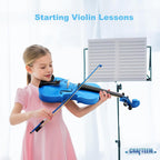 1/2 Fiddle Blue Colored Premium Violin Outfit for Beginners Adults Kids With 5 Color Fingering Tape- Handcrafted Student Beginner Violin. (Blue, 1/2)