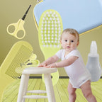 ZELINYE Baby Grooming Kit, 8 in 1 Baby Hair Brush/Nail Clipper/Nose Cleaner/Finger Toothbrush/Nail Scissors/Manicure Kit for Baby Care Keep Healthy and Clean(Yellow)