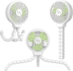 HomeLifairy Portable Stroller Fan, USB or Rechargeable Battery Operated with 3 Speeds and 360°Rotate, Cooling Clip On for Baby Crib Travel Car Seat White