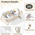 Collapsible Baby Bathtub for Newborns with Thermometer and Soft Floating Cushion Portable and Foldable Travel Baby Boy Bath Tub for Infants to Toddler 0-36 Month (Beige)