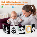 OKOOKO Black and White Baby Book, High Contrast Toy, 0-6 Months Baby Soft Book Tummy Time Montessori Sensory Toy for Stroller Early Education for 0-6 6-12 Months Newborn Infant