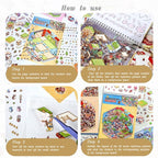 Sticker Therapy 3D Scenes – 6 Sets Large Size DIY 3D Sticker Scene with Tweezer for Adults & Kids Relief Stress Pass The Time, Cute Miniature House & Room Material Collection Book 01