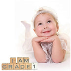 I'm Solid Wood Baby ABC Alphabet Milestone Age Blocks, Personalized Own Name, Gender Neutral, Newborn Gifts & Keepsakes for Picture Props (1.4" / 16 Pcs/Grey)