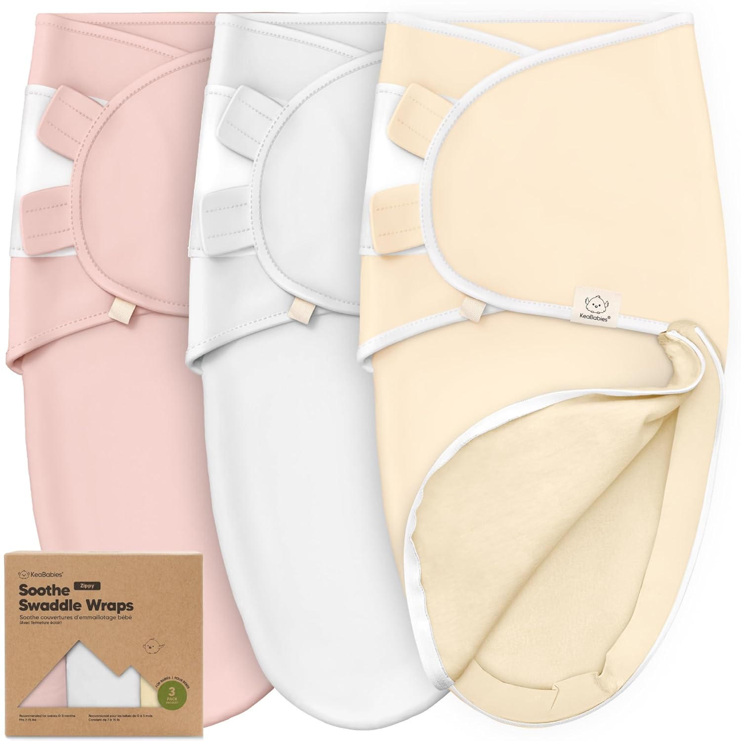 Baby Swaddle Sleep Sacks with Zipper - 3-Pack Swaddles for Newborns 0-3 Months, Infant, Baby Girls, Boys, Soft & Durable Newborn Sleep Sack, Easy Diaper Change Swaddling Blanket (Daffodil)