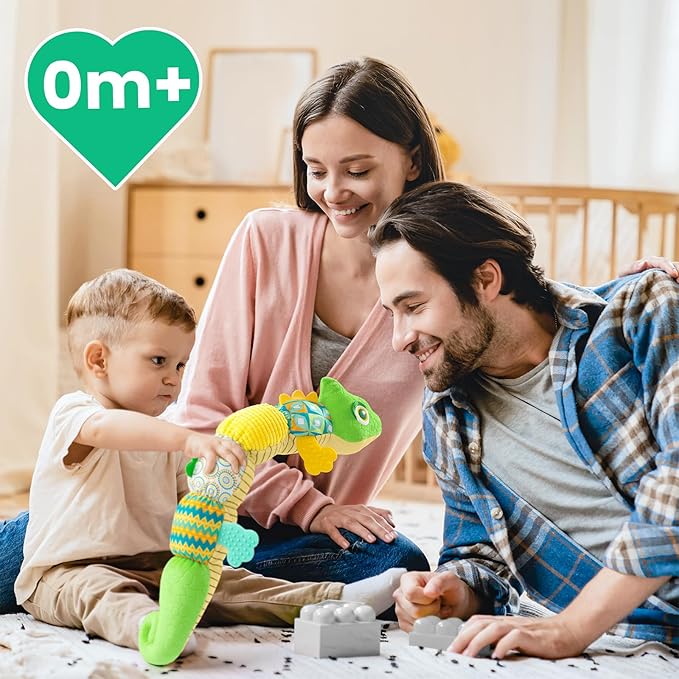 Sumobaby Infant Baby Musical Stuffed Animal Toys for 0-3-6-12 Months,Multi Sensory Toys with Crinkle and Rattles, Tummy Time Toys for Newborn Boys Girls, Dinosaur, Green