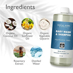 SoCal Suds & Company - 2-in-1 Organic Foaming Baby Wash Castile Soap & Shampoo Refill - Gentle Body Soap for Sensitive Gentle Bath -Nourishing Soothing Ingredients -Newborn Baby - Fragrance Free, 32oz