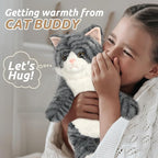 Gray Tabby Cat Stuffed Animals, Microwavable Stuffed Animal Adorable Fluffy Cat Plush for Warmth & Comfort, Heatable & Coolable Lavender Scent Cat Toys, Cute Soft Plushies Cat Gifts for Kids & Adults