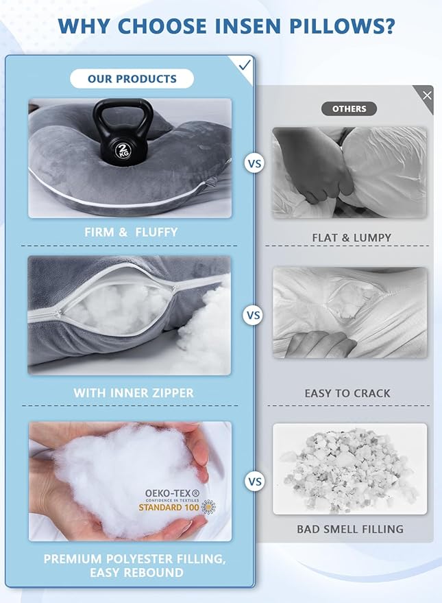 INSEN Pregnancy Pillow,Maternity Body Pillow with Velvet Cover,C Shaped Body Pillow for Sleeping (Grey)