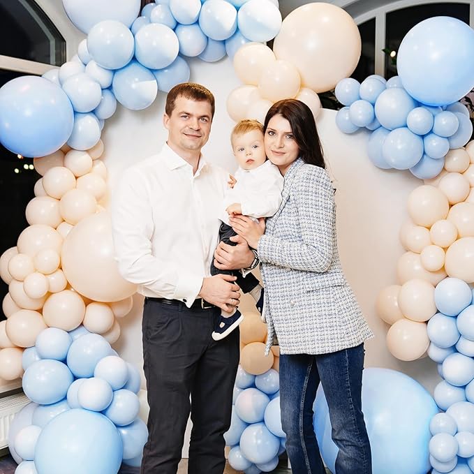 RUBFAC 129pcs Pastel Blue Balloons Different Sizes 18 12 10 5 Inch for Garland Arch, Light Blue Balloon for Birthday Baby Shower Gender Reveal Easter Wedding Party Decoration