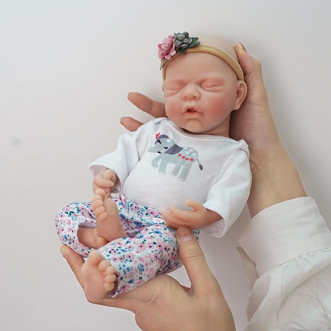 Lifelike Reborn Baby Dolls - 12-inch Full Silicone Newborn Girl, Real Life Baby Dolls with Clothes & Feeding Accessories Set for Kids Age 3+