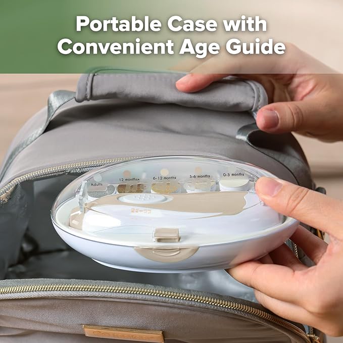 haakaa Baby Nail Trimmer Electric Baby Nail Clippers Kit for Newborn, Toddler or Adults Fingernails and Toenails Care, Baby Nail Care Set & Extra 4 Replacement Pads Combo - Acorn