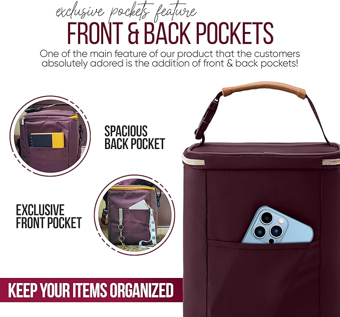 BreastMilk Cooler with Ice Packs and Tote Bags for Nursing, Large Capacity, Waterproof, Fits 9 Baby Bottles Up to 11 oz, Dark Brown