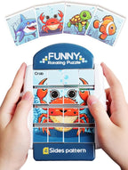 16-Piece Rotating Puzzles for Kids 4-6, Toddlers Puzzles 2-4, Road Trip, Airplane Activities Game, Travel Toys - Brain Teaser, Fine Motor Skills - Birthday Gifts Boys & Girls - Marine Life