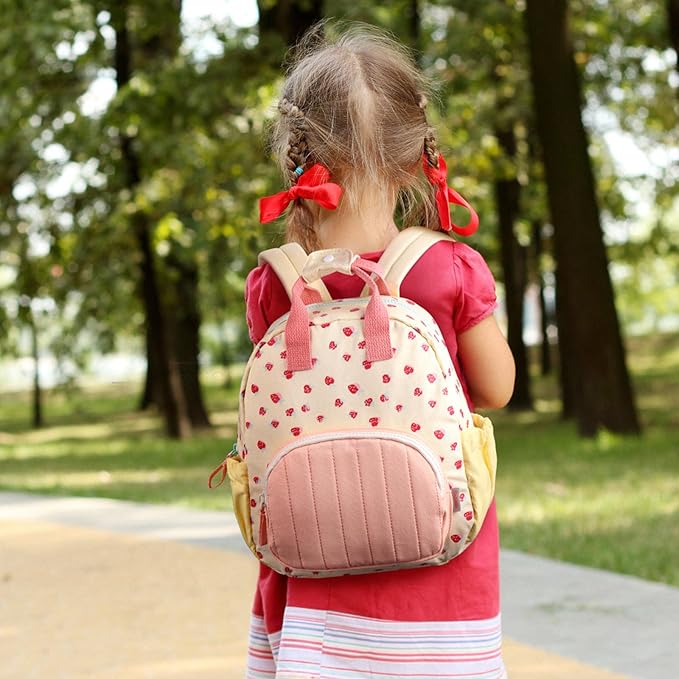 GAGAKU Toddler Backpack for Girls - Kids Mini Bag 2-6 years old Cartoon Breathable Comfortable Preschool Daypack for School Travel - Pink Strawberry