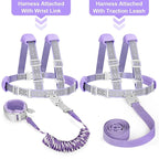 Accmor 3 in1 Toddler Harness Leash, Reflective kid Harness with Anti Lost Wrist Link, Harness Leash for Toddlers, Child Walking Harness kids Leash Wristband Rope Belt with Lock for Baby Girls (Purple)