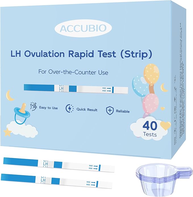 Ovulation Test Strips, Bulk Ovulation Tests, Fertility Tests with Collection Cups, Accurate LH Test for Home, Ovulation Predictor Kit, 5mm Wider 25 MIU/mL (40 Count)