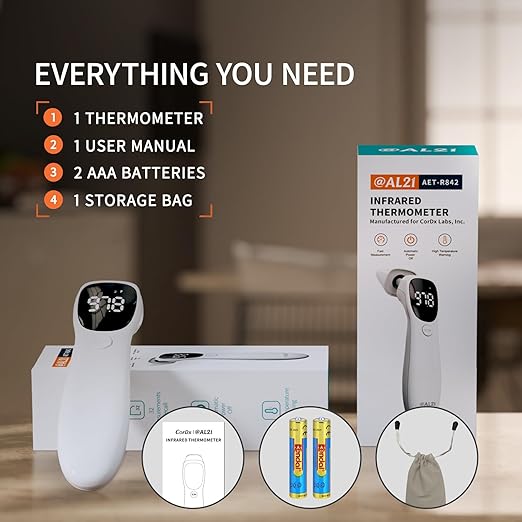 Dual Mode Thermometer for Adults, Kids, and Babies – Infrared Digital Forehead and Ear Thermometer, No Touch with Fever Alarm and Fast Results