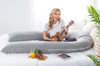 Meiz Pregnancy Pillow, Cooling Silky Pregnancy Pillows for Sleeping, 65" Full Body Maternity Pillow for Tall Pregnant Woman with Cooling Silk Jersey Cover, Grey