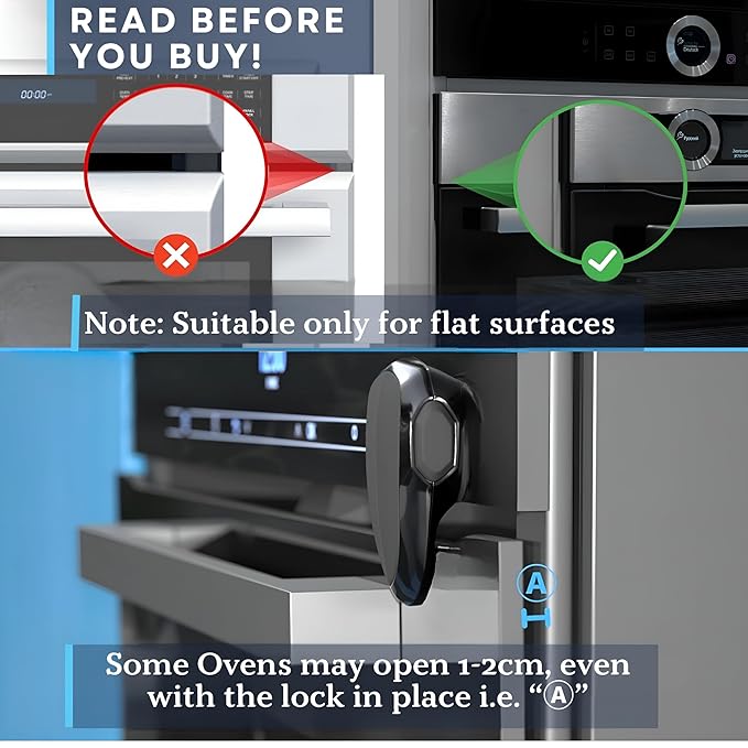 Oven Lock Child Safety, 1 Pack, Oven Door Lock Child Safety, Oven Baby Proofing, Heat-Resistant, Durable & Easy to Install Oven Safety Locks for Toddlers, Baby Proof Oven (Black)