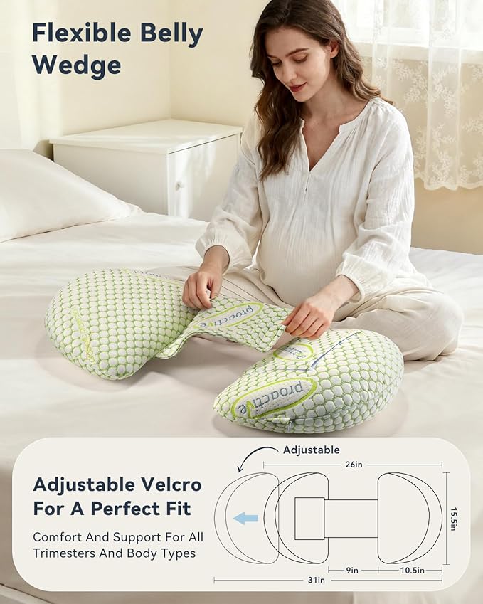 Memory-Foam Pregnancy Pillow for Sleeping - Upgrade Material Maternity Pillow for Pregnant Women - Quality Cooling Travel Wedge Pillow for Back, Belly, and Hip Relief, Gifts for Pregnant Women