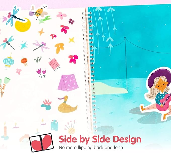 Whimsical Sticker Book Activity for Kids, Into The Forest by Cupkin, Toddler Airplane Travel Essentials, 500+ Stickers for Kids 12 Scenes + Coloring Book Pages, Crafts Ages 2-8