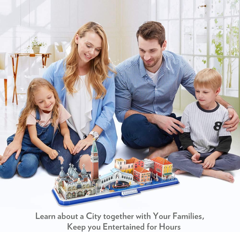 CubicFun 3D Puzzle for Adults Kids Bavaria Cityline Venice Italy Building Model Kits Toys Gift for Men and Women, San Marco Basilica, Rialto Bridge, Venice Grand Canal and Bridge of Sighs 126 Pieces