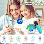 goopow Mini Karaoke Machine Speaker for Kids Adults, Portable Bluetooth Microphone Song Toys with LED Light, Best Chritmas Birthday Festival Gift for 3 4 5 6 7 8+ Year Old Girls Boys (Green-2MIC)