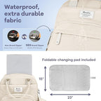RUVALINO Diaper Bag Backpack-Multifunction Baby Travel Bag with Changing pad, Insulated Bottle Holders & Pacifier Case, Large Capacity, Waterproof, Beige