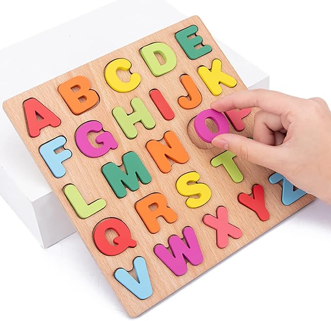 Wooden Puzzles for Toddlers, 3pack Alphabet Shape Puzzles for Kids 3 Wooden Montessori Toddler Wooden Alphabet Number Shape for Kids 3 Years Old Boys & Girls