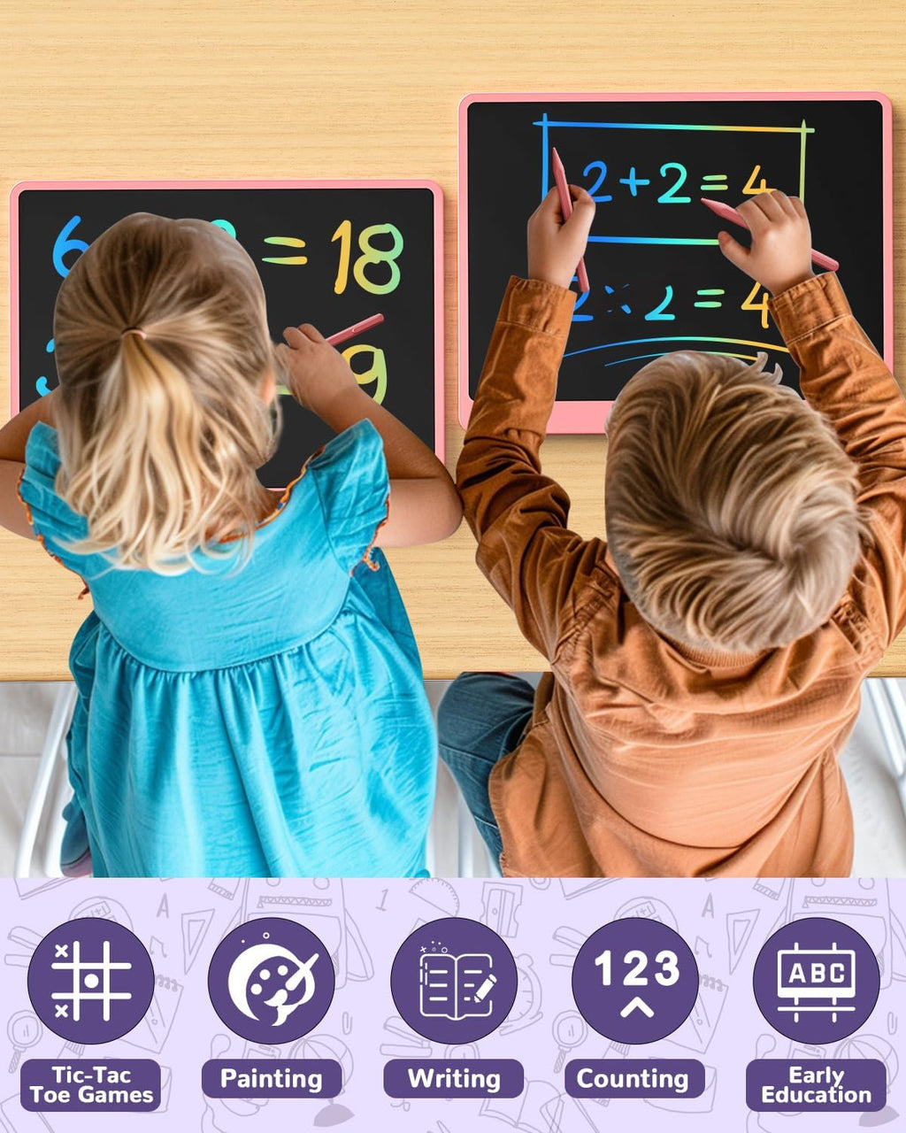 ORSEN LCD Writing Tablet 16 inch - Toddler Toys for 3 4 5 6 7 8 Year Old Girls Boys Birthday Gift Doodle Board Colorful Drawing Pad for Kids, Pink