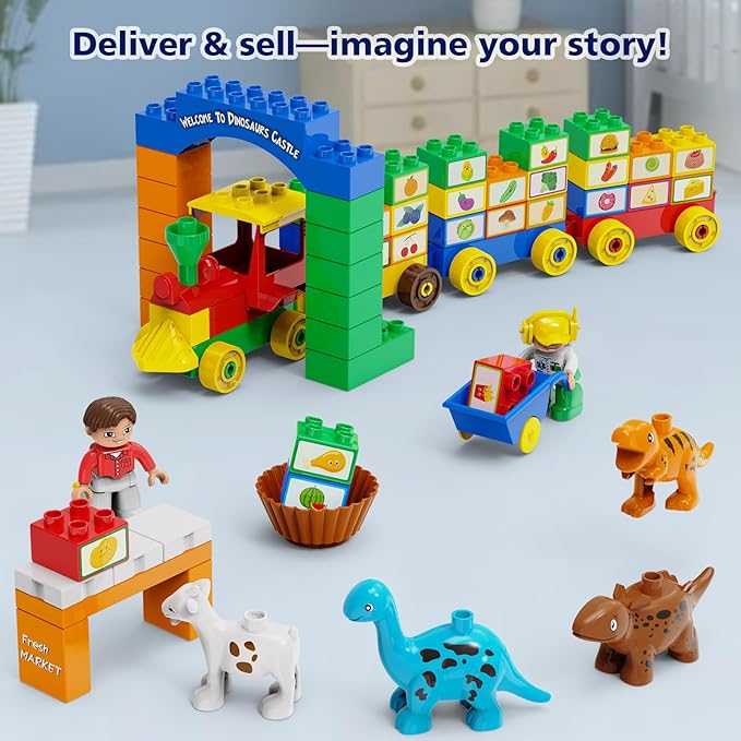 Building Blocks for Toddler (126Pcs) Stacking Toys with 4 Cars, Learning and STEM Fun Montessori Toys, Educational Blocks Age 3+ for Kids Boys & Girls Birthday, Compatible with All Major Brands