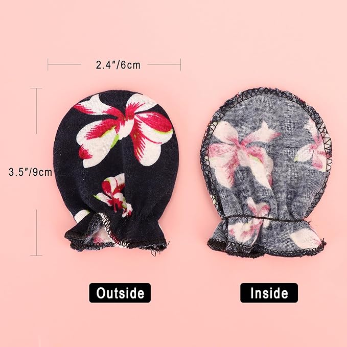 BQUBO Newborn Infant Toddler Mittens No Scratch Cotton Elastic Wrist Gloves Hypoallergenic for 0-6 Months Baby Boys Girls