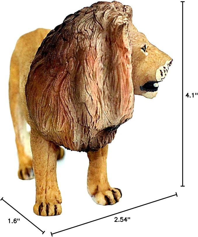FUNSHOWCASE African Jungle Animals Male Africa Lion Toy Figure Realistic Plastic Figurine Height 2.6-inch