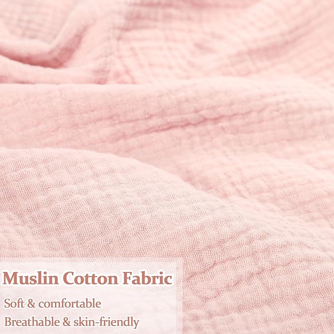 Baby Nursing Pillow Cover, Removeable Breastfeeding Pillow Slipcover, Muslin Nursing Pillow Case for Newborn Boys Girls, Soft Fabric Fits Snug On Infant, Washable & Breathable, Pink (Cover Only)