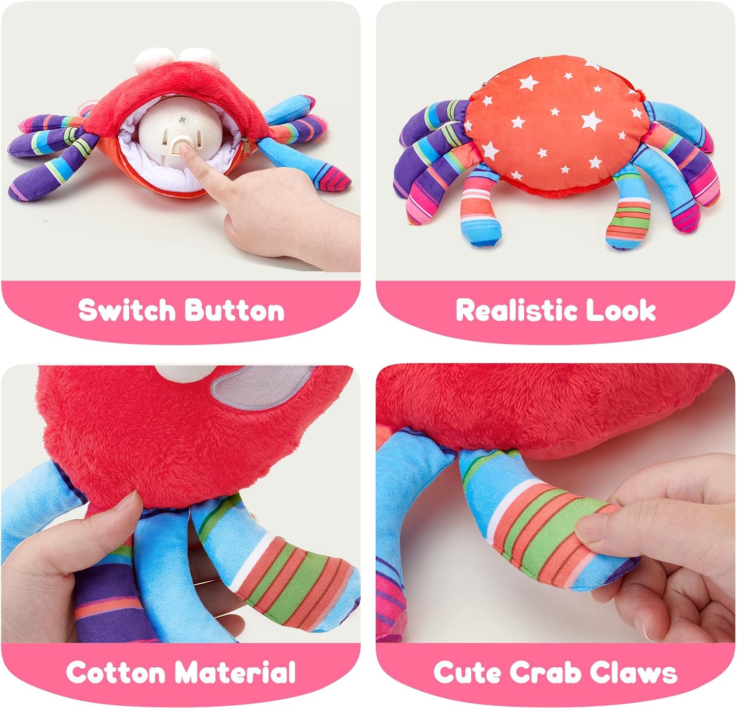 Golray Baby Crawling Toys 12-18 Months, Musical Dancing Tummy Time Red Crab with 50 Songs, Walking Moving Baby Sensory Toys, Toddlers Girls Boys Birthday Gifts for Infants 1-3 Years Old