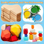 39PCS Montessori Wooden Stacking Rocks Toys Colorful Stacking Stones Building Blocks Games Sensory Toy for Toddlers Educational Learning Toys for 1 2 3 4 5 6 Years Old Kids