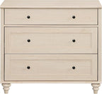 WAMPAT Baby Dresser with 3 Drawers, Kids Dressers with Wide Chest of Drawers, Mid Century Modern Wooden Closet Storage Organizer, Small Dressers for Bedroom, Nursery, Hallway, Beige, 34 inch