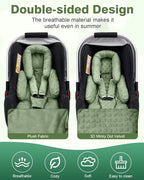 Infant Car Seat Head Support with Extra Shoulder Covers Set, Thickened Carseat Cushion for Baby, Breathable Newborn Carseat Insert for Stroller Swing