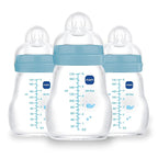MAM Premium Glass Baby Bottles, Easy Switch Between Breast and Bottle, Feel Good Slow Flow, Newborn Essentials Must Have, 0+ Months, BPA Free, 6oz, Boy, 3 Pack