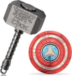 Transformable Fidget Spinner, Metal Hand Hammer Fidgit Toy for Kids Adults, Cool Shield Chain Fingertip Gyro Stress Relief Cube for Office, Stocking Stuffer Gifts for Christmas New Year 2 Pack