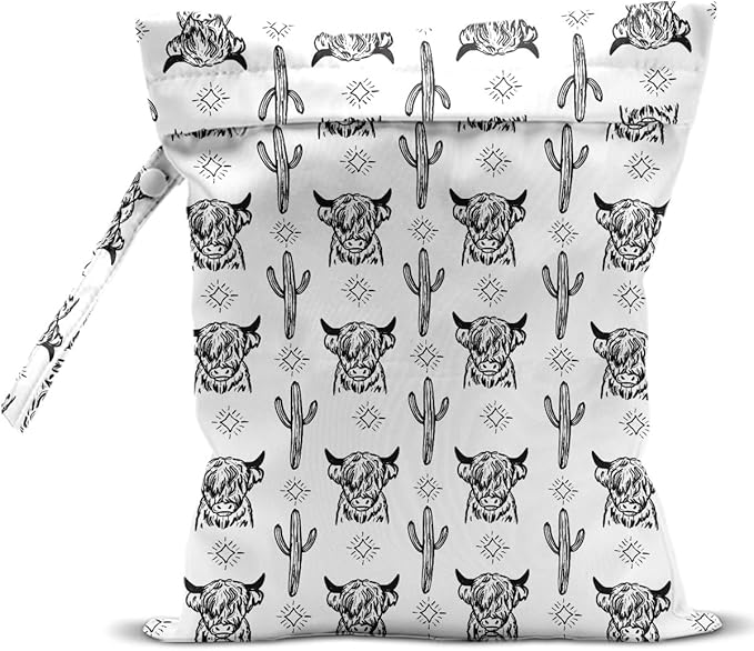 Waterproof Wet Bag for Swimsuit, Travel Beach Wet Dry Bag, Hidden Zipper Reusable Western Cowgirl Wet Bags, for Travel Beach Wet Swimsuits Toiletries Diapers Laundry Bag