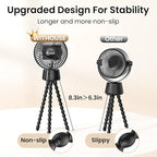 20000mAh Portable Stroller Fan with Auto Oscillating, Extended Anti-Slip Detachable Flexible Tripod, Power Bank & LED Light, 3-Speed Quiet Long Time Cooling Clip On Fans for Baby Crib Car Seat Travel