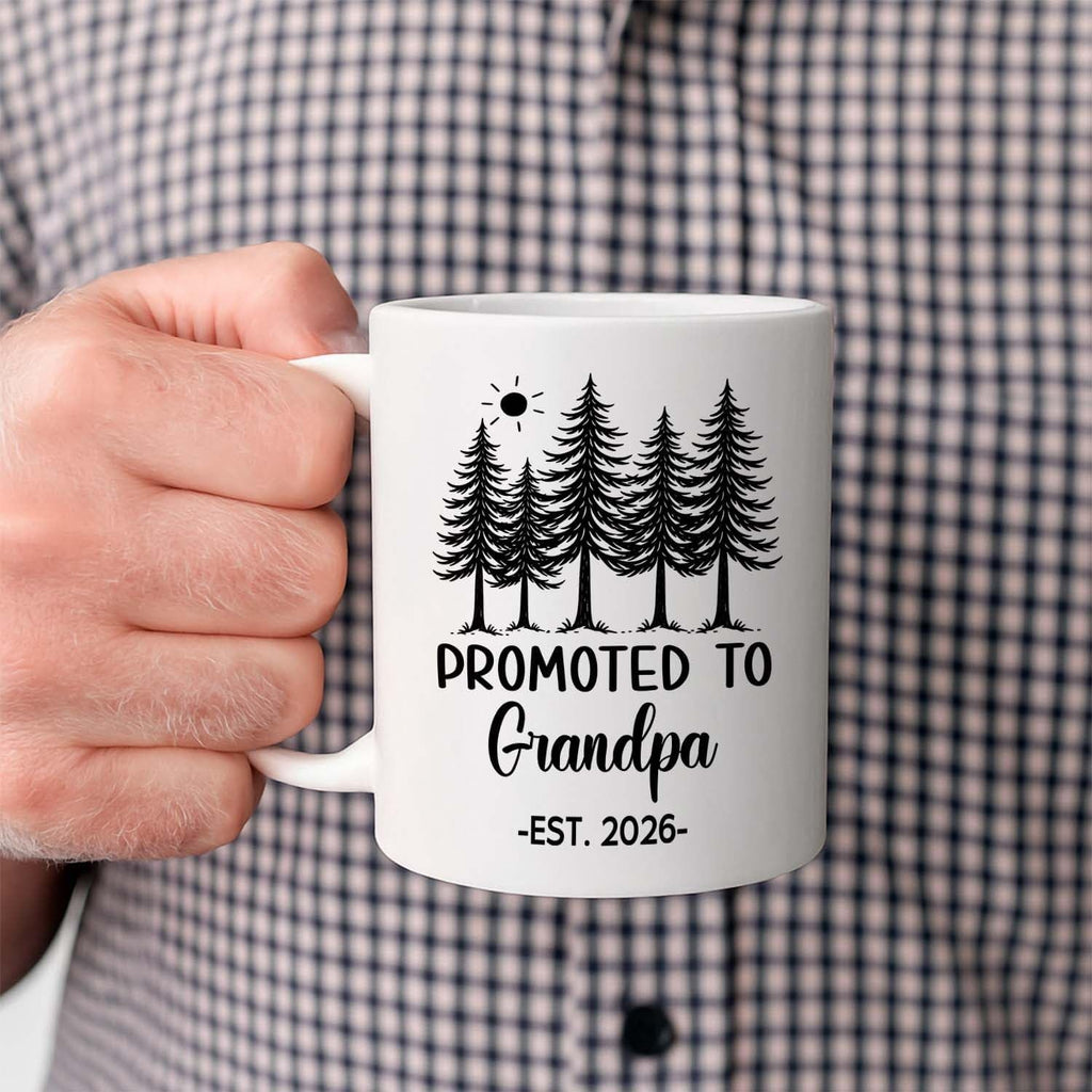 Personalized Grandpa EST 2026 Accent Mug Gift For New Grandad Grandfather, Customized Promoted To Grandpa White Coffee Mug 11 Oz 15 Oz, Pregnancy Announcement Travel Cup Gift For Pawpaw From Family