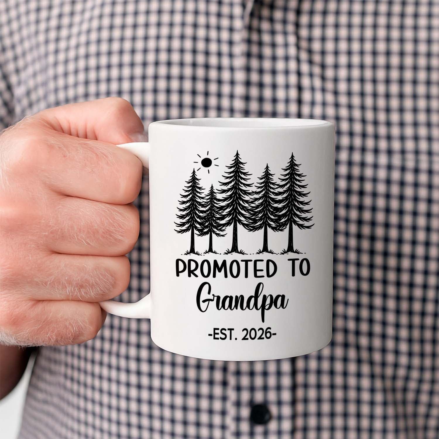Personalized Grandpa EST 2026 Accent Mug Gift For New Grandad Grandfather, Customized Promoted To Grandpa White Coffee Mug 11 Oz 15 Oz, Pregnancy Announcement Travel Cup Gift For Pawpaw From Family